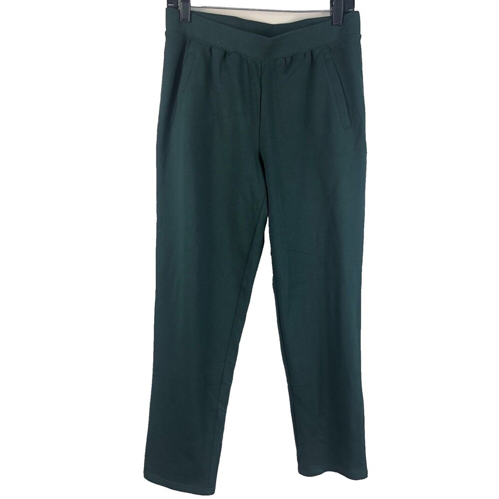 Denim & Co. Active Pull-On Straight Leg Knit Pants Green Size S Pockets